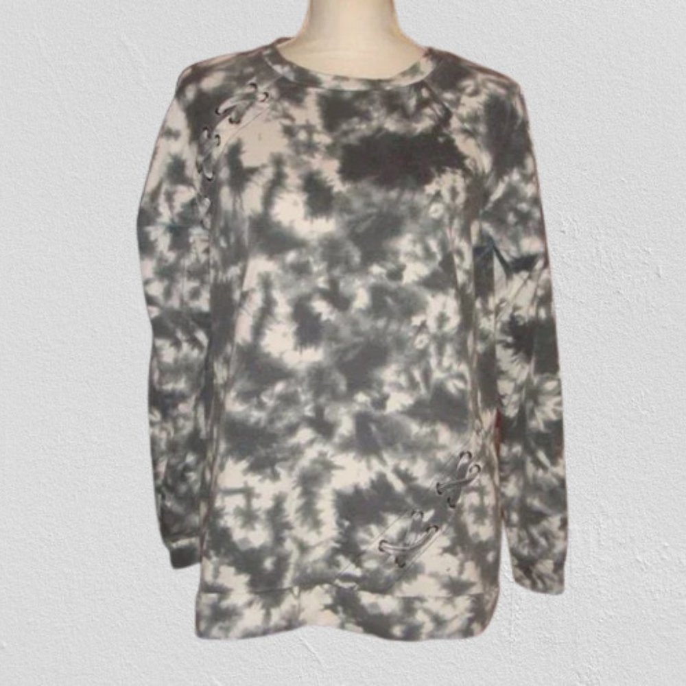 a.n.a. Tie Dye Lace Up Detail Sweatshirt L